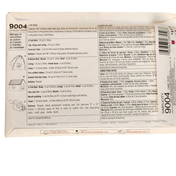 Simplicity Burda Sewing Patterns For Pets Dog Clothes Beds & Cat Toys Lot Of 4 - Picture 9 of 9